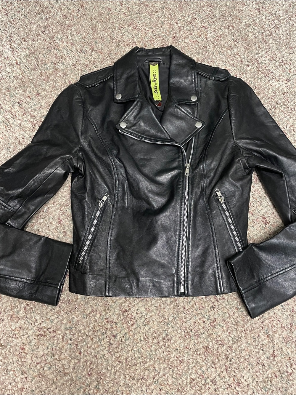 Soia & kyo leather motorcycle zip jacket - new